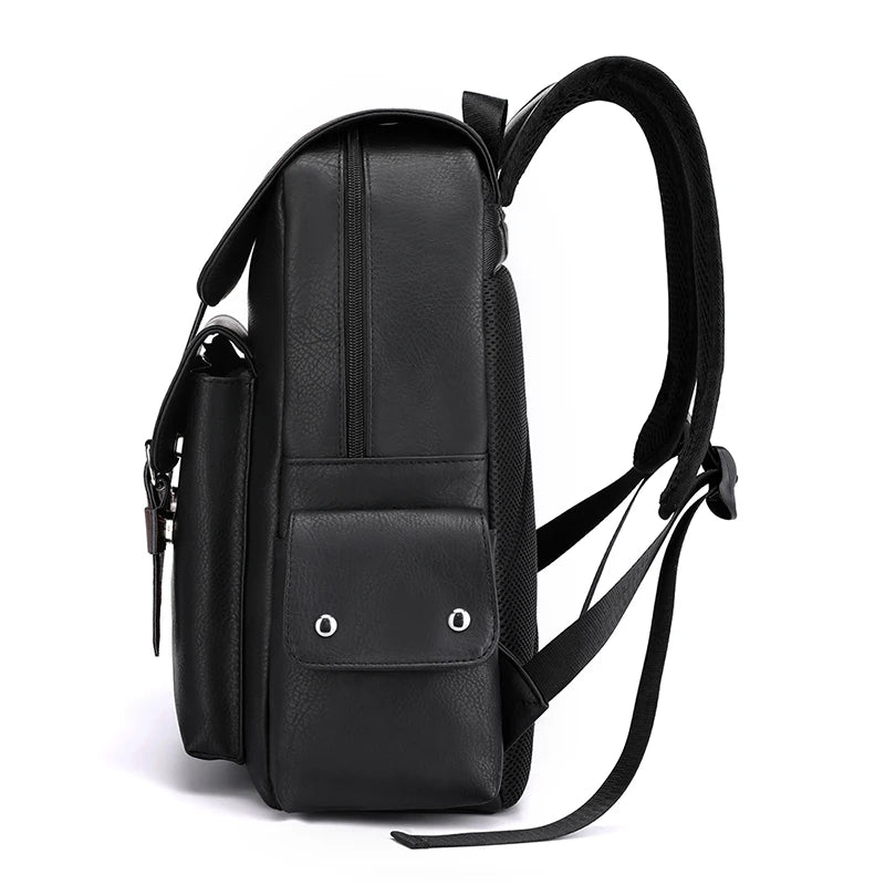 Men's PU Leather Backpack | Stylish Schoolbag for Laptops