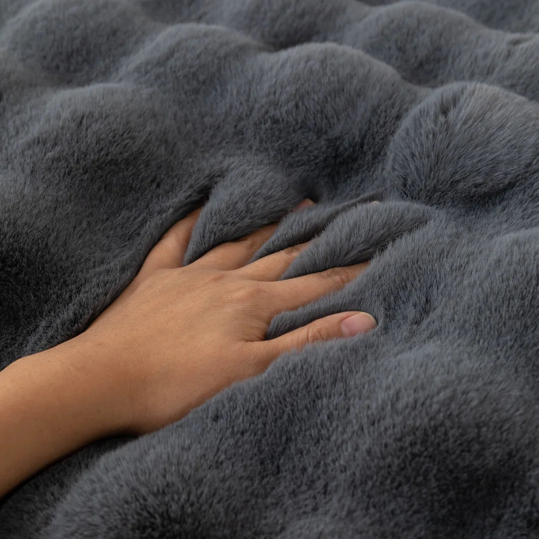 Luxurious Faux Rabbit Fur Sofa Cover | Soft Warm Living Room Decor