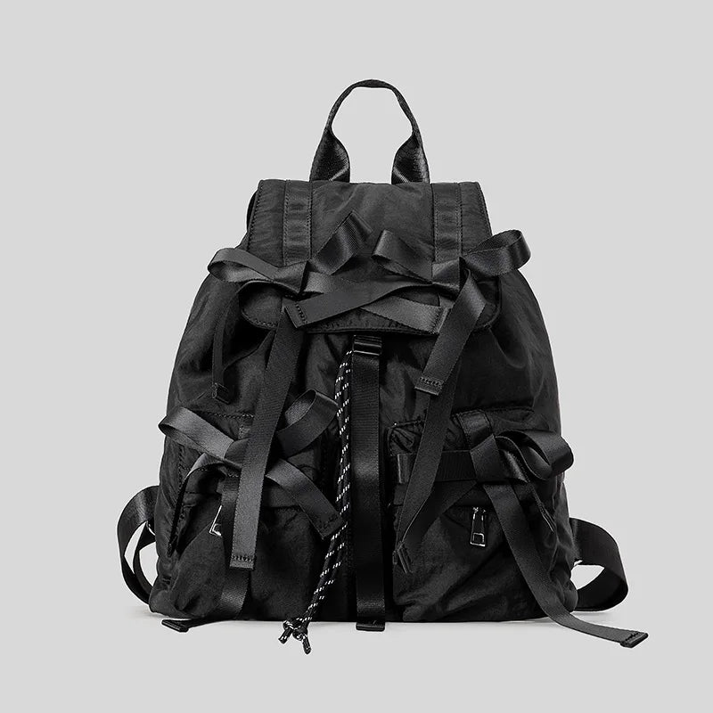 Fashion Y2K Bow Casual Backpack | High-Quality Nylon Shoulder Bag