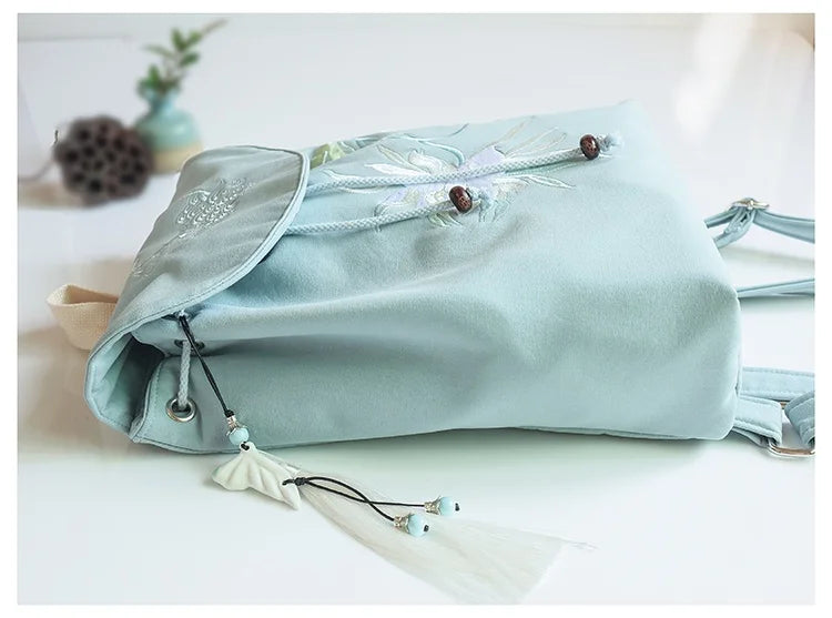Mochila de 15 pulgadas estilo retro chino | Mochila bordada hecha a mano