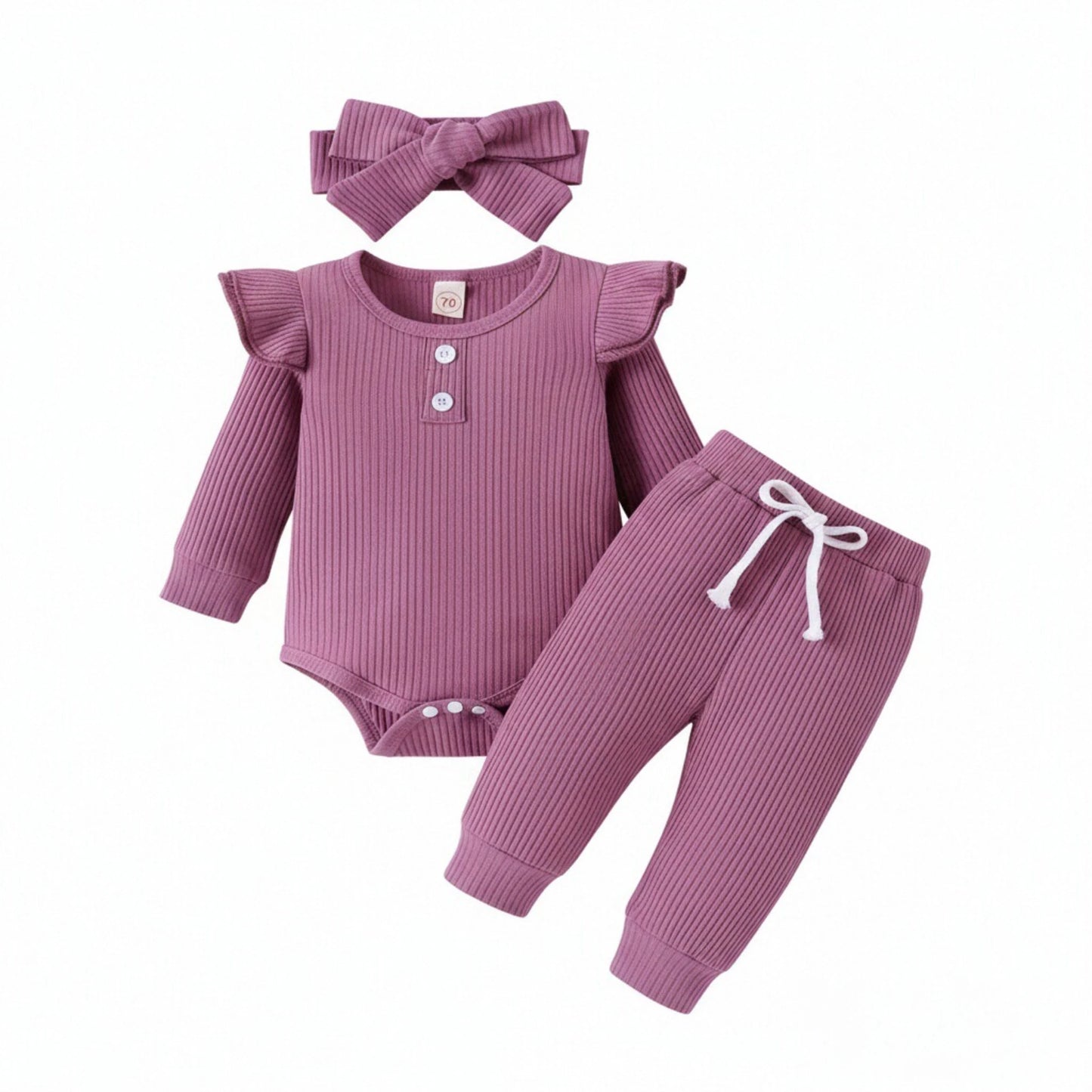 Adorable Baby Girl Fall 3PC Outfit Set | Cozy Bodysuit & Pants