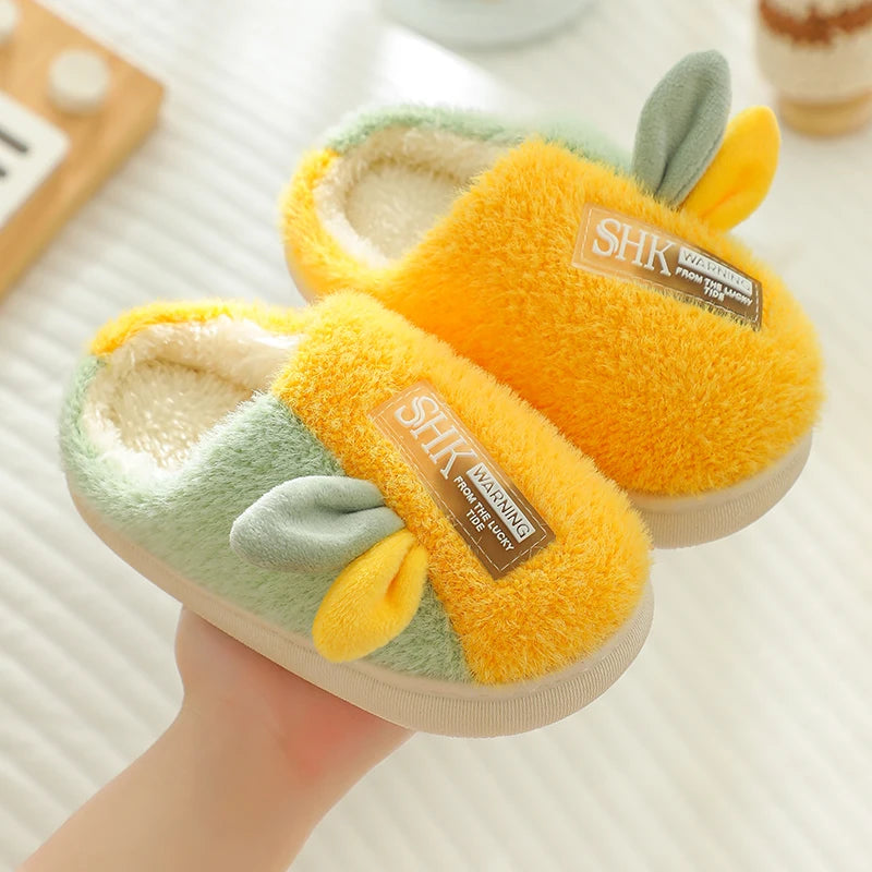 Cute Animal Print Plush Slippers for Kids | Cozy Indoor Shoes
