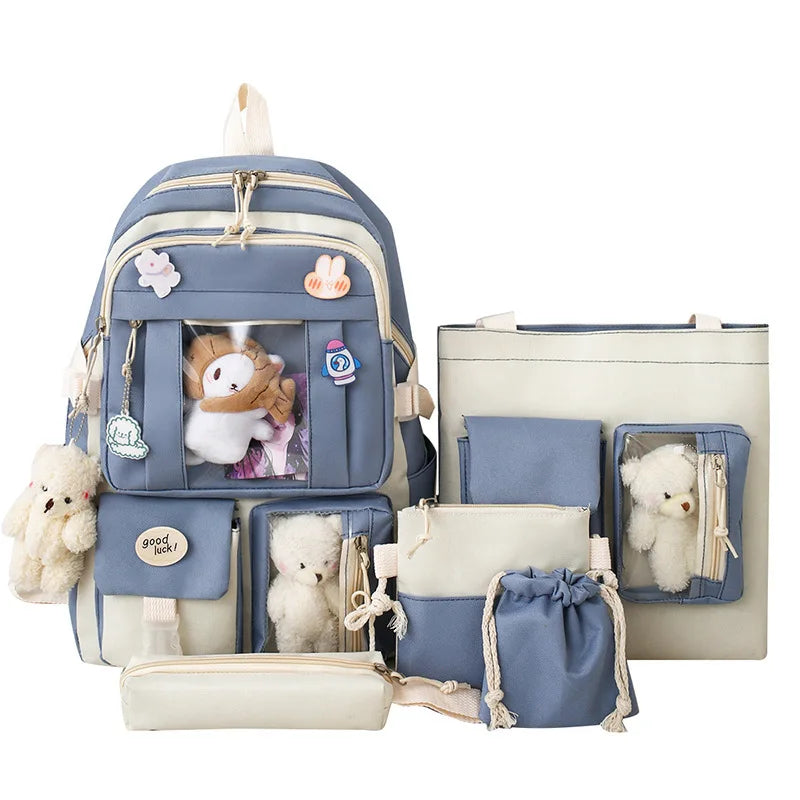 Large Capacity Kids Backpack | Versatile Nylon School Bag Set