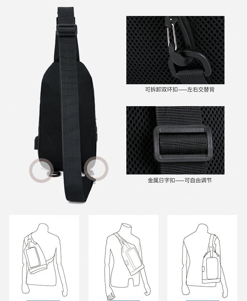 Stylish Men's Chest Bag | Casual One Shoulder Crossbody Design