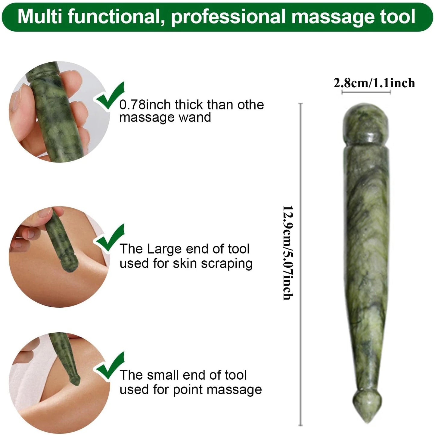 Natural Jade Gua Sha Acupuncture Pen for Deep Tissue Massage