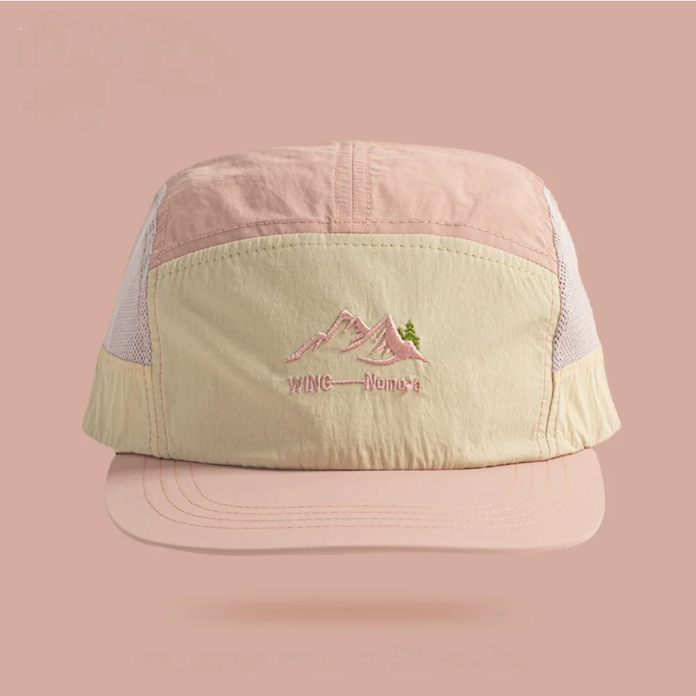 5 Panel Baseball Cap Nylon Mesh Embroidery Letter Color Block Hat for Men Women Outdoor Running Sport Cap