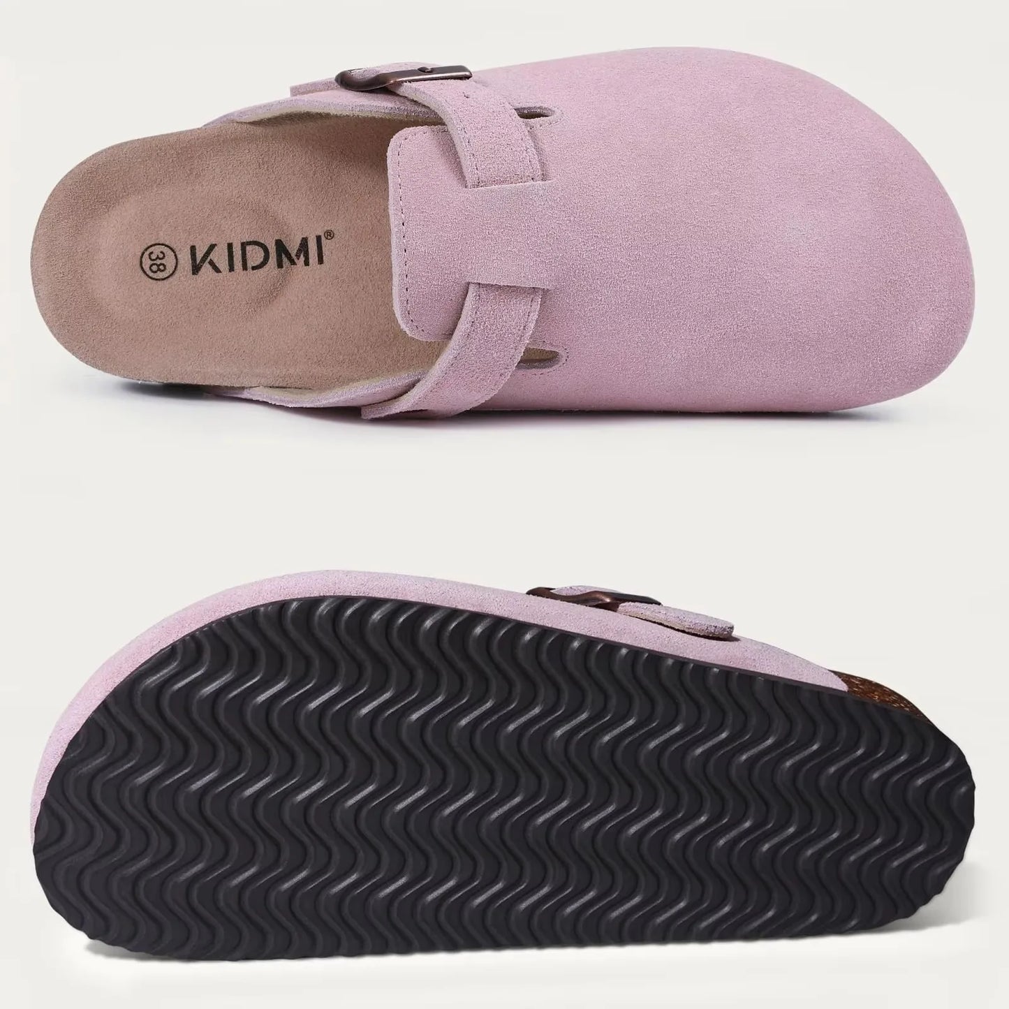 Women's Genuine Leather Clogs with Cork Footbed | Slip-On Comfort Slippers