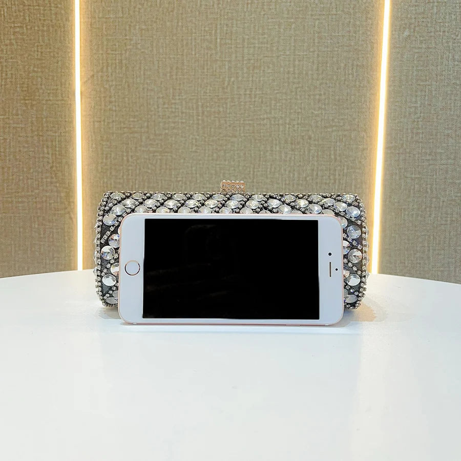 Cylindrical Crystal Evening Clutch Bag | Elegant Women's Purse