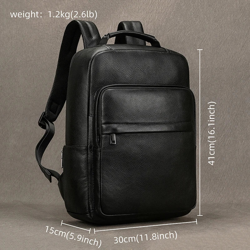 Stylish 15.6" Leather Backpack | Waterproof Travel & School Bag