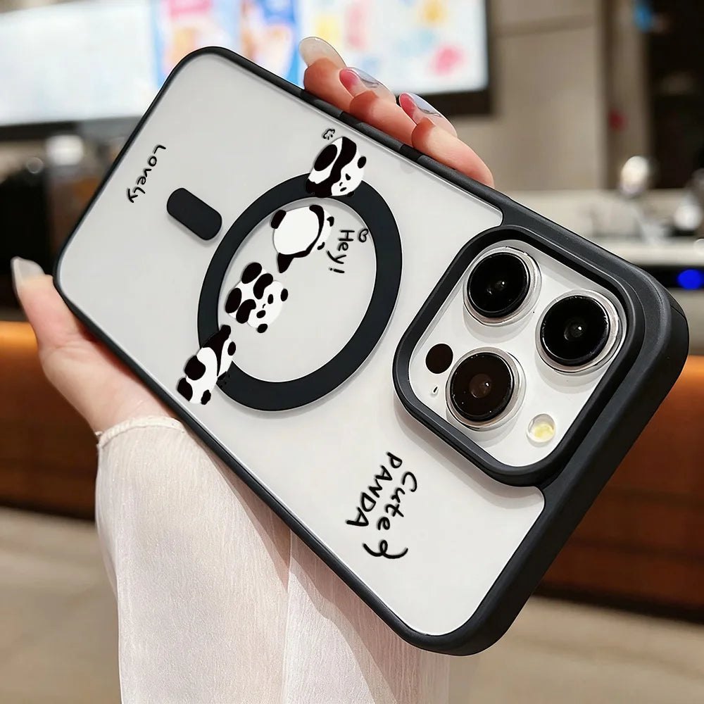 Funda de teléfono de lujo pintada de panda | Cubierta protectora a prueba de golpes