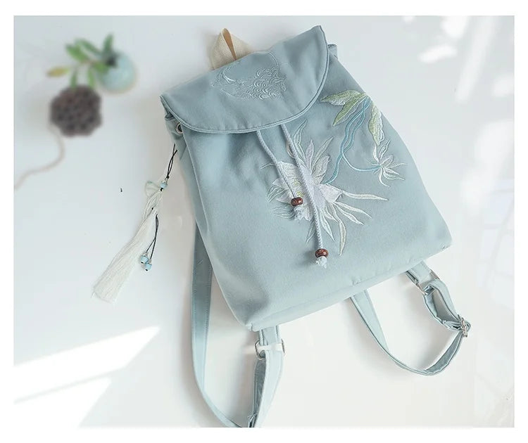 Mochila de 15 pulgadas estilo retro chino | Mochila bordada hecha a mano