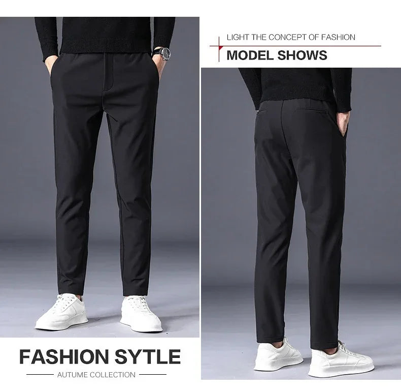 Winter Warm Fleece Men's Business Casual Pants | Stylish Thermal Trousers