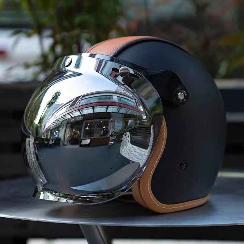 Retro Open Face 3/4 Motorcycle Helmet with Colorful Lens | DOT Certified