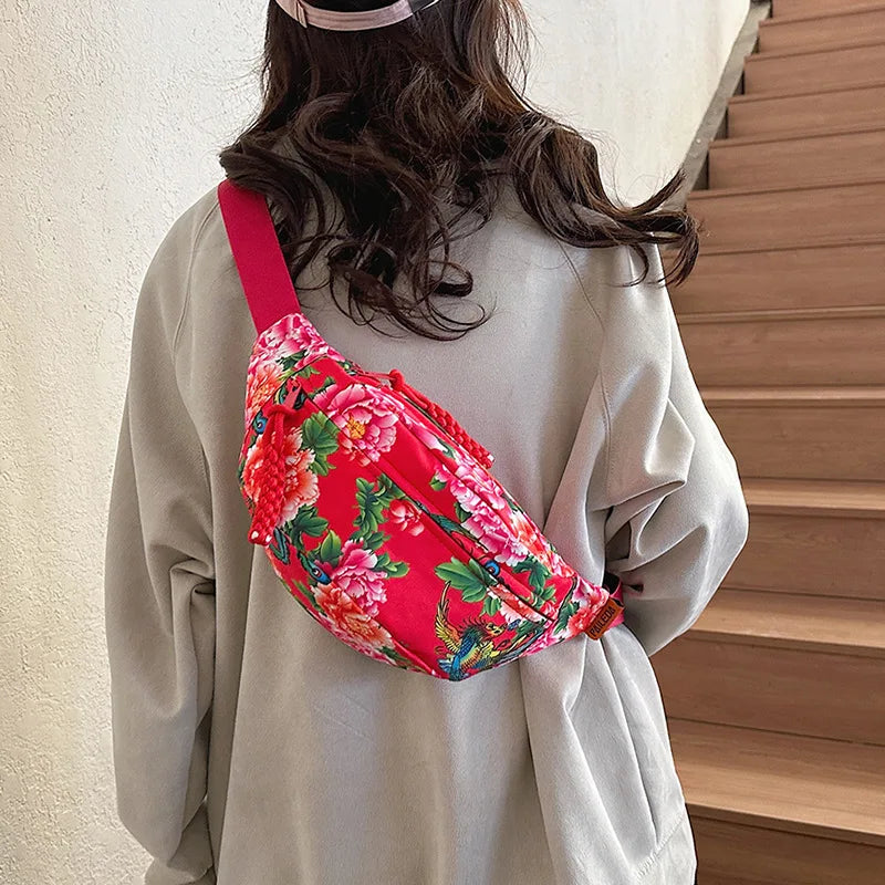 Stylish Floral Chest Bag | Unisex Crossbody Waist Bag for All