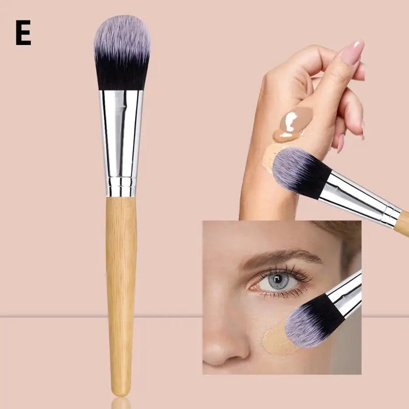 Multifunction Wooden Handle Facial Foundation Brush | Soft Fiber Makeup Mask Brush Tool 2026