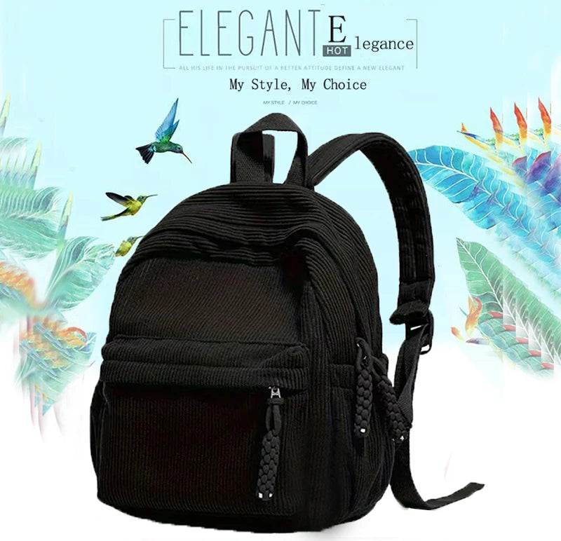 Trendy Women's Multi-color Corduroy Backpack | Stylish Daily Bag