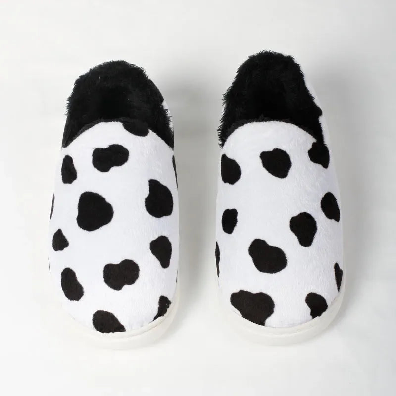 Cute Milk Cow Plush Slippers | Cozy Kawaii Indoor House Shoes