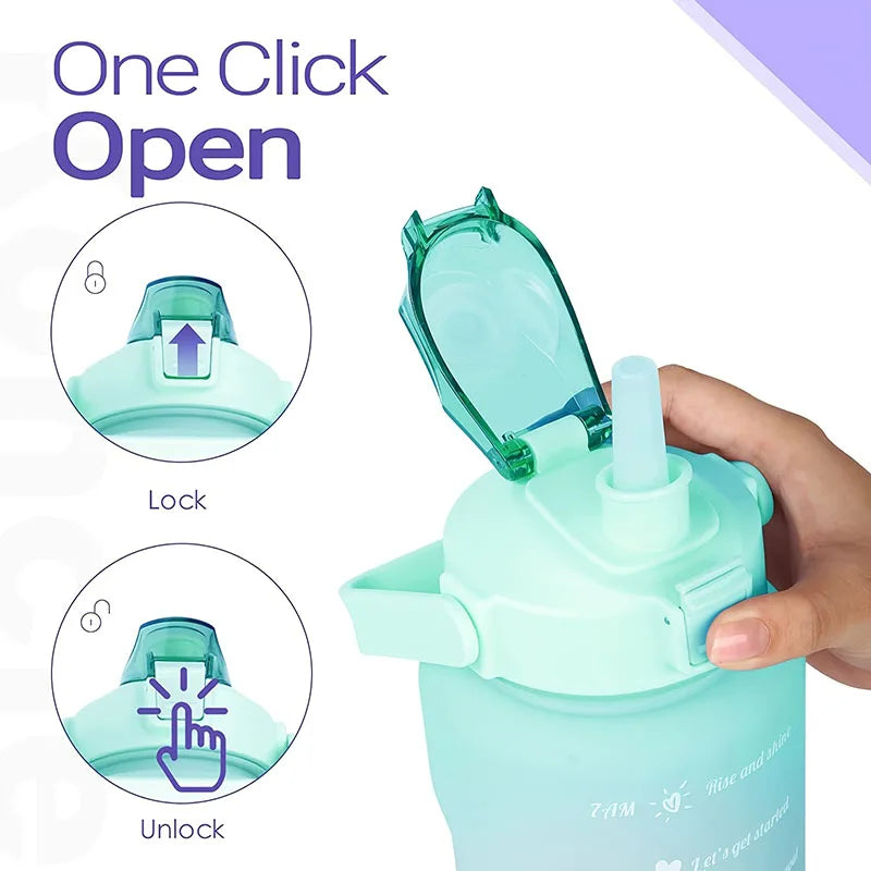Motivational 2-Liter Water Bottle | Leak-Proof Sports Cup