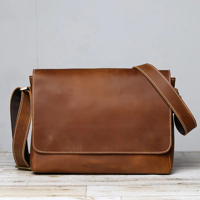Retro Cowhide Men's Crossbody Bag | Handmade Leather Messenger