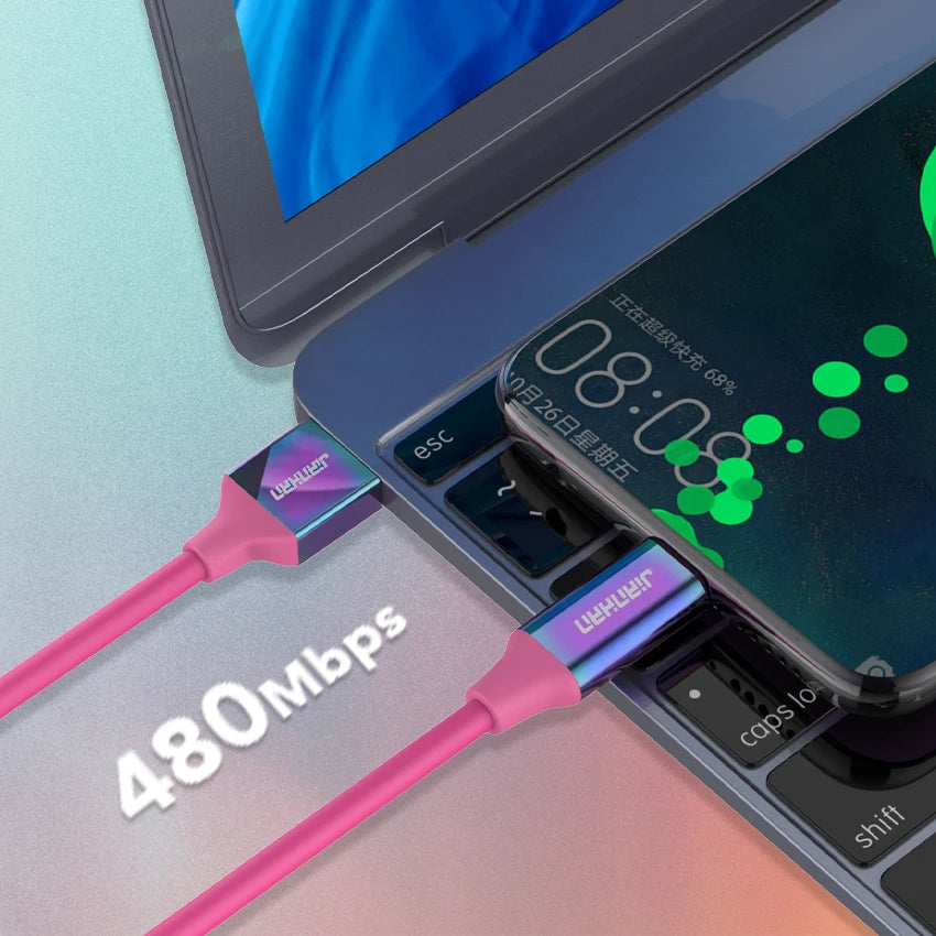 Fast Charging USB C Cable | Colorful Rainbow Braided Data Cable