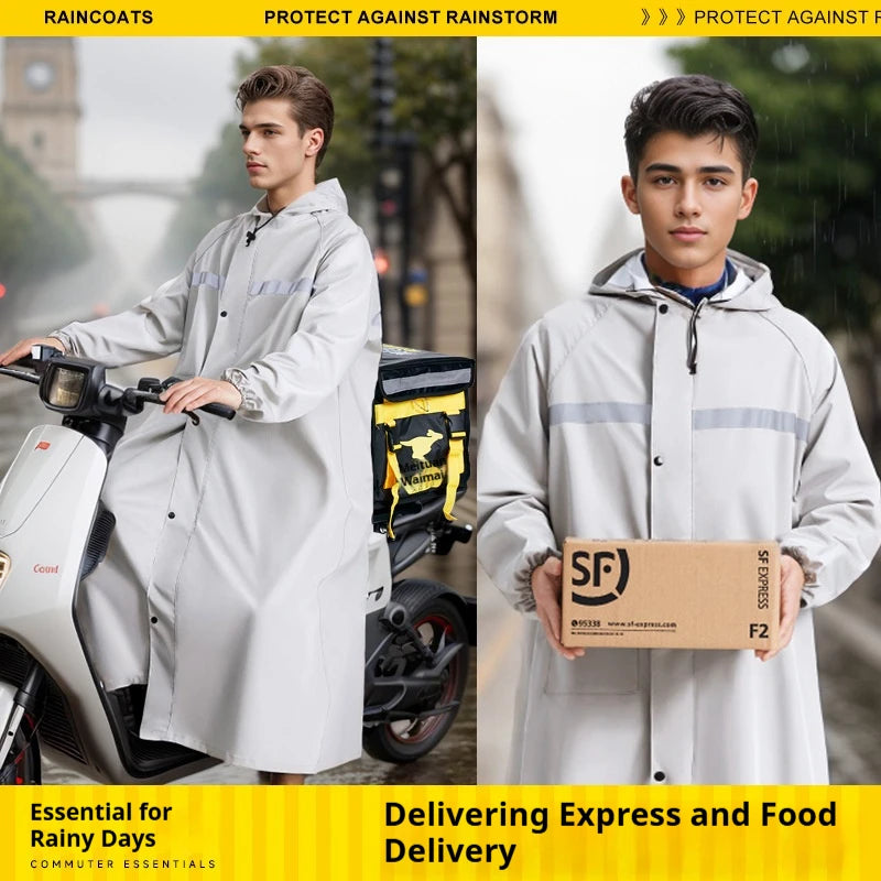 Gabardina Larga Engrosada para Motociclistas | Impermeable y Versátil