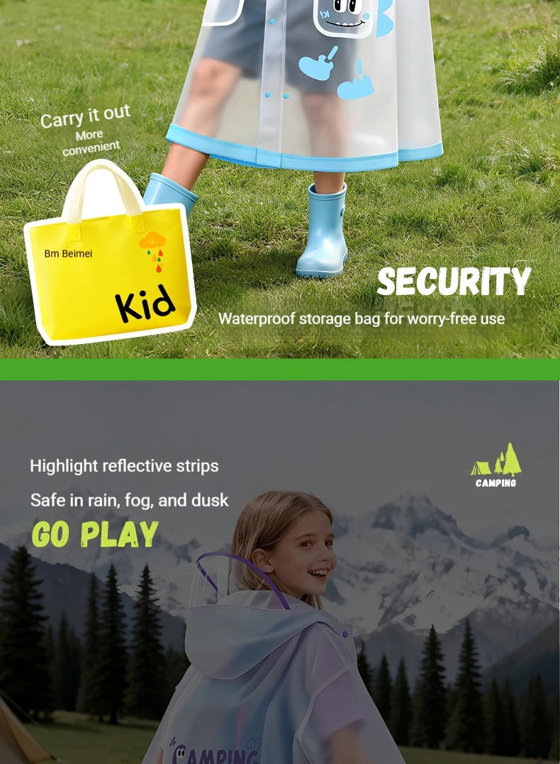 Boys, girls, primary school students special waterproof rainstorm proof 2026 new raincoat with school bag