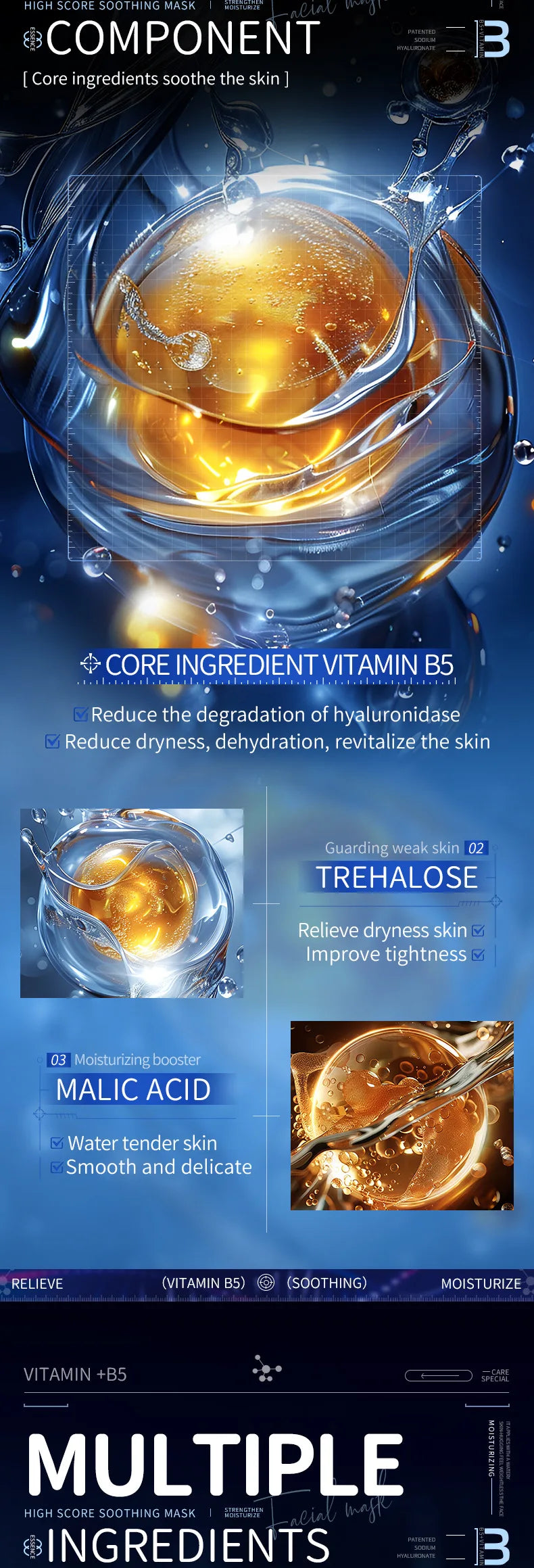 10pcs Vitamin B5 Sheet Mask | Hydrating & Soothing Face Care