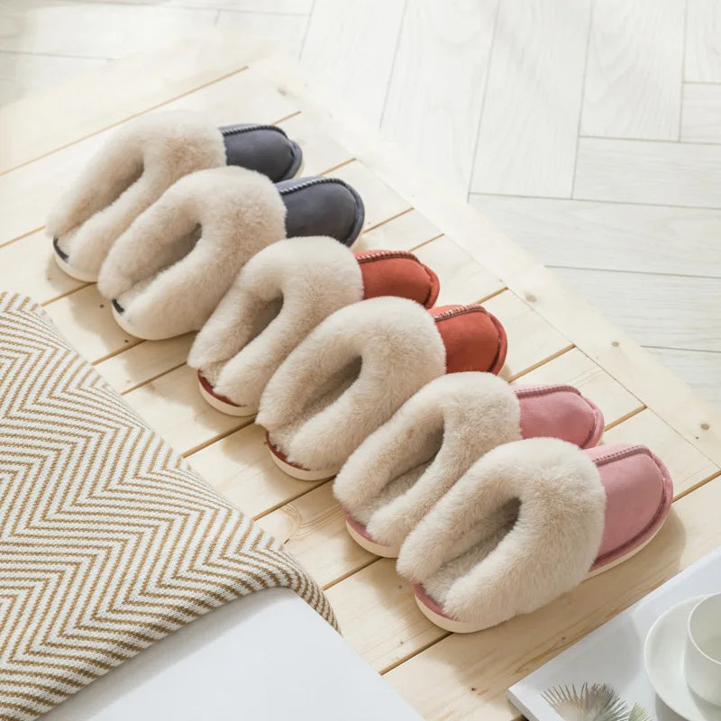 Women's Luxury Faux Suede Plush Slippers | Cozy Winter House Shoes