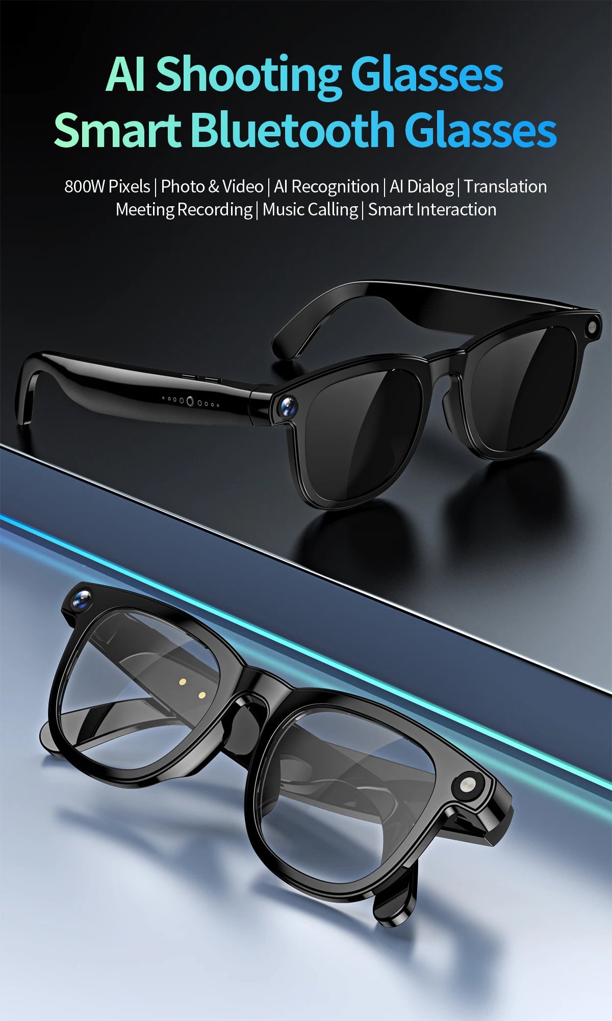 4K Smart AI Glasses with Camera and Voice Translation Features
