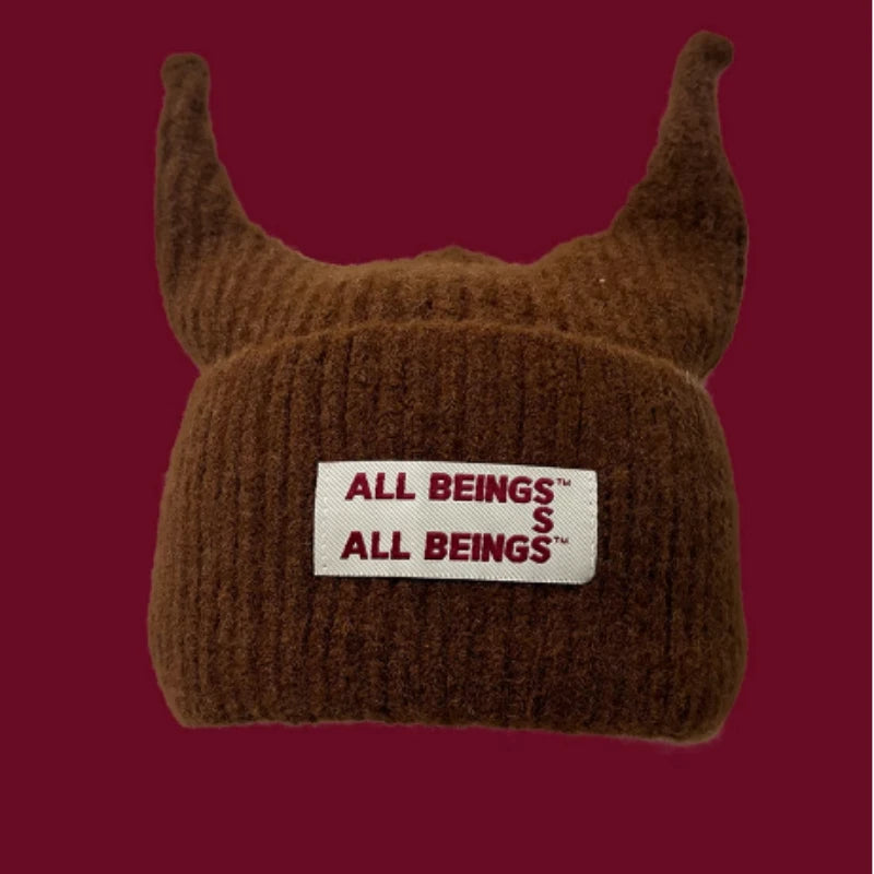 Unisex Funny Little Devil Horn Knitted Hat | Warm Ski Beanie
