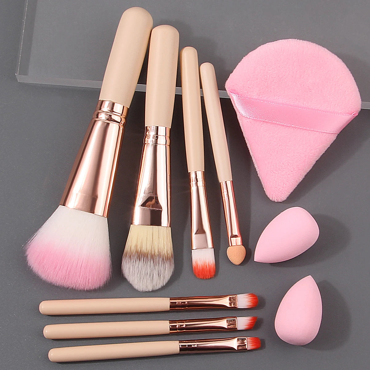Versatile 10PCS Makeup Brush Set with Sponge & Puff | Beauty Essentials