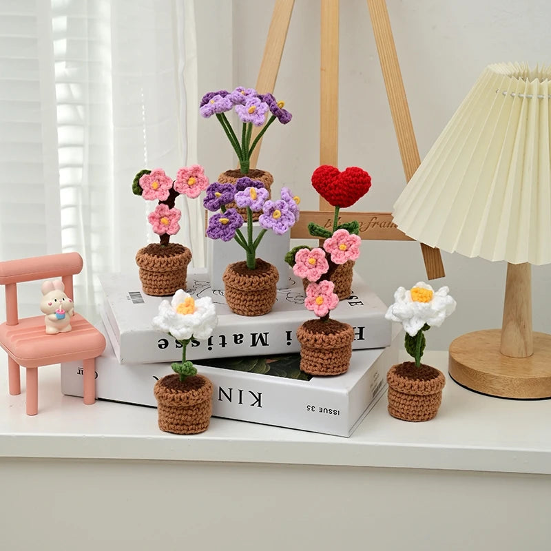 Beautiful Hand-Woven Crochet Flower Pots for Home Décor