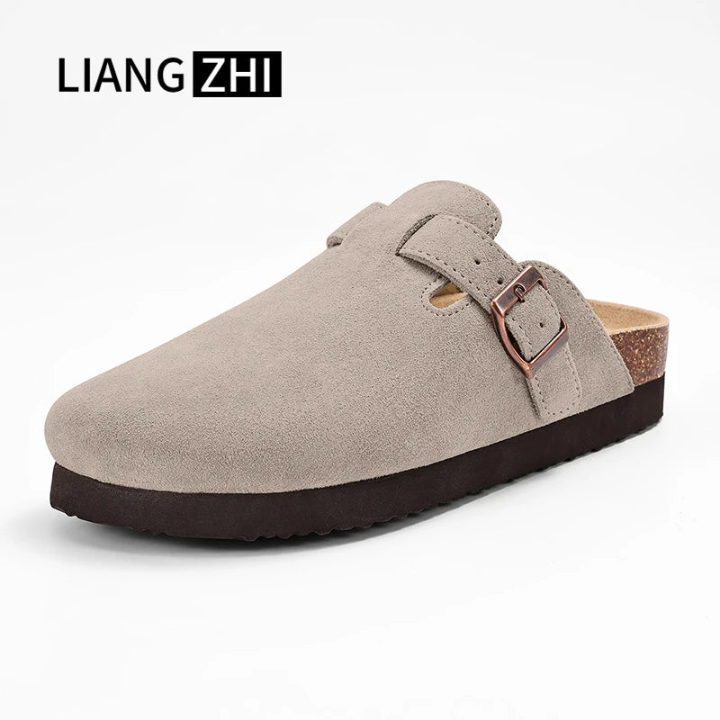 Shevalues Suede Clogs For Women Men Summer Cork Mules Soft Footbed Sandals With Arch Support  New Leisure Fashion Genuine Clogs