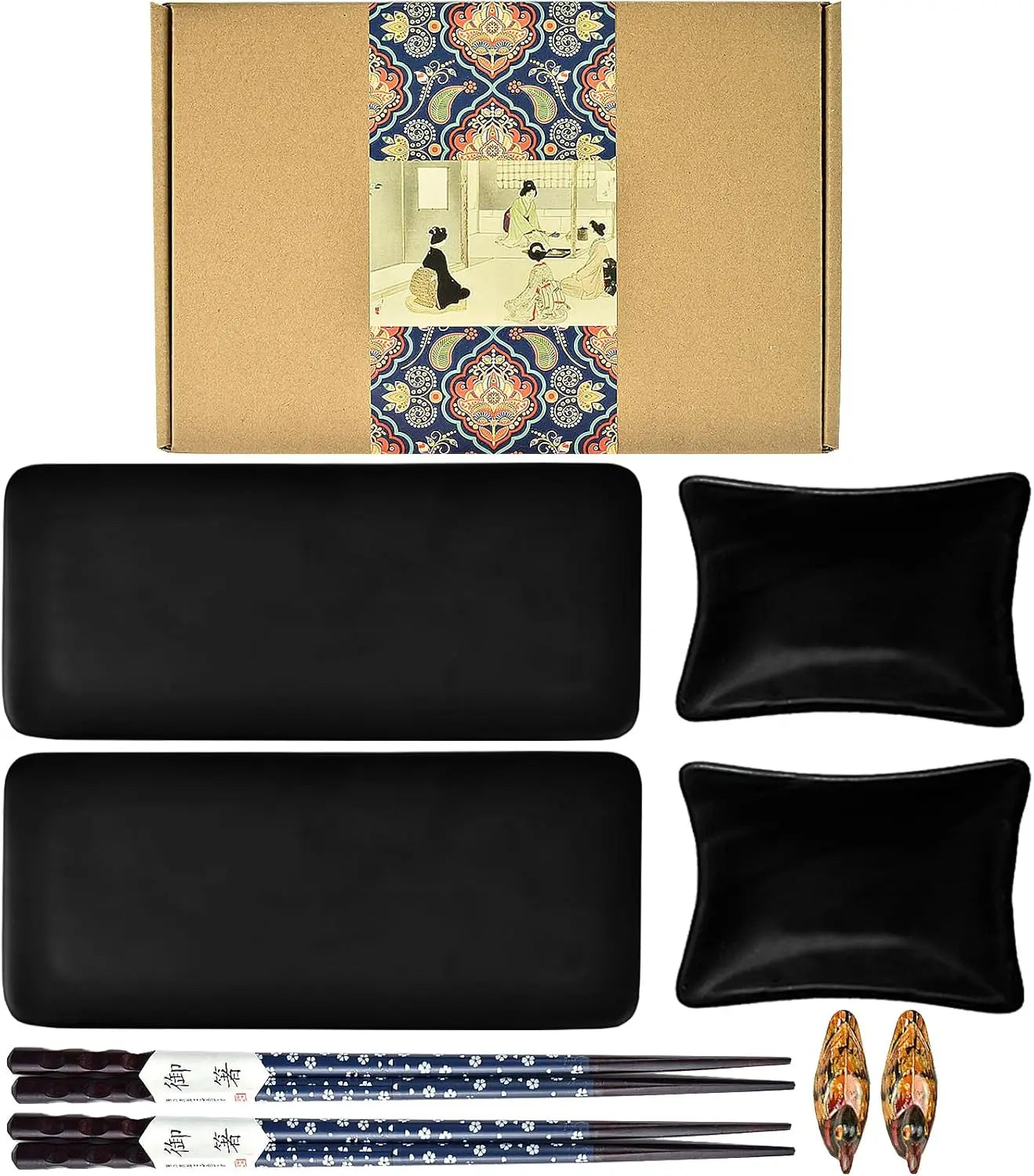 Japanese Style Ceramic Sushi Dinnerware Set | Elegant 8-Piece Set