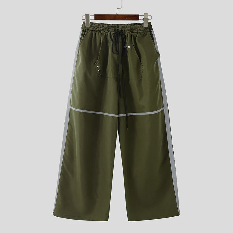 Men's Patchwork Joggers | Stylish Wide Leg Drawstring Pants