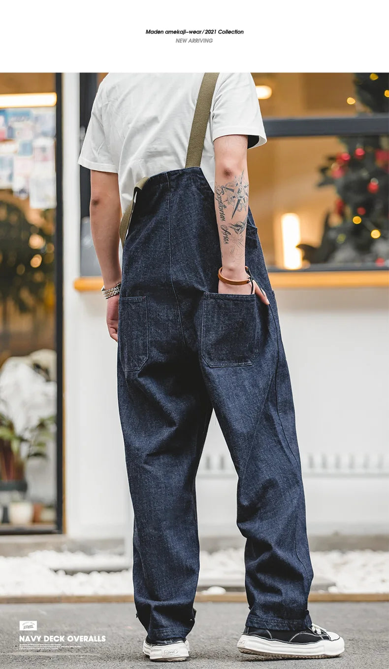 Men's Vintage Deck Strap Pants | Stylish Denim Straight Leg Jeans