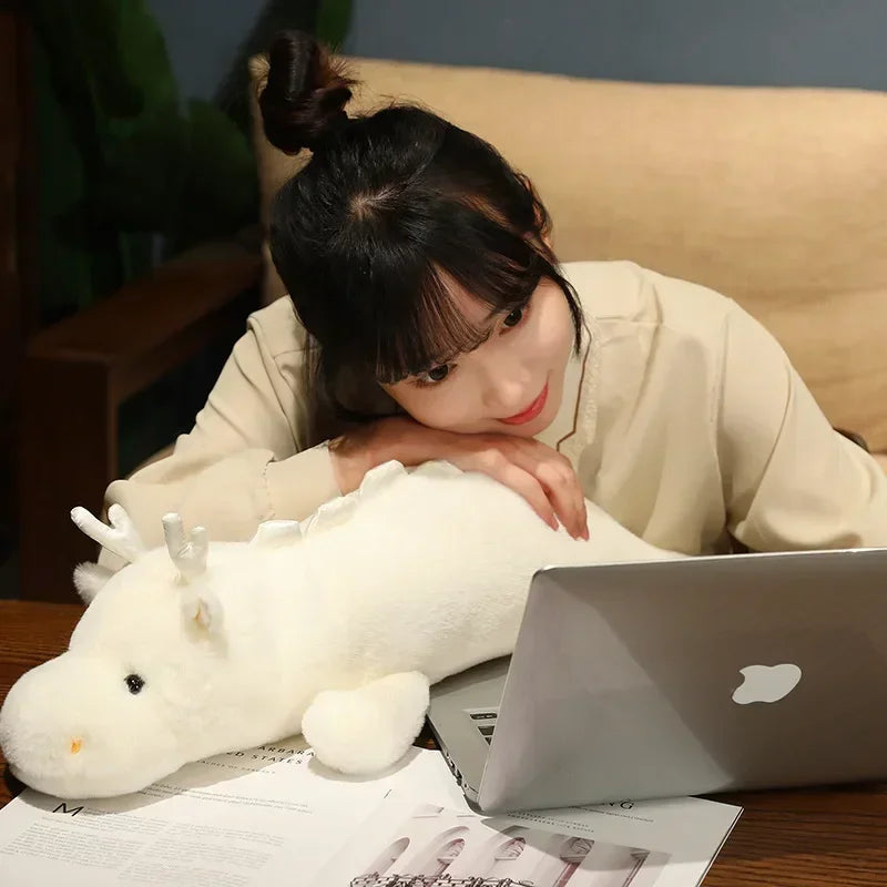 Large Kawaii White Dragon Plush Stuffed Toy for Kids