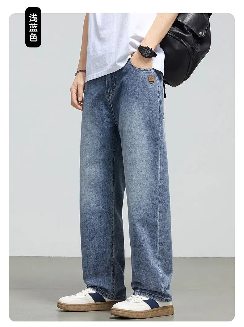 Men's Retro Straight Jeans | Casual Loose Wide Leg Denim Pants