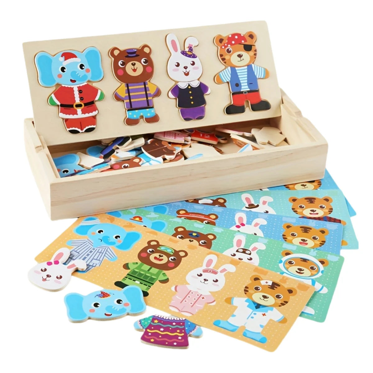 25Pcs Animal Dress-Up Wooden Play Set | Engaging Montessori Toys