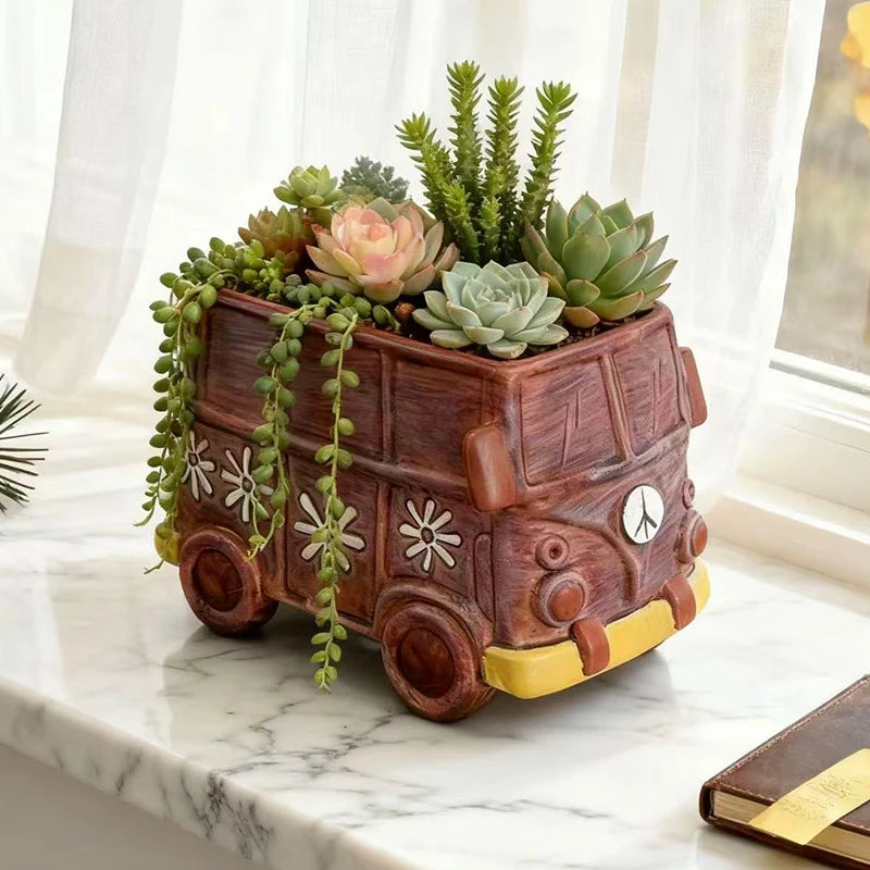 Creative Bus Car Flowerpot | Unique Home Garden Decor