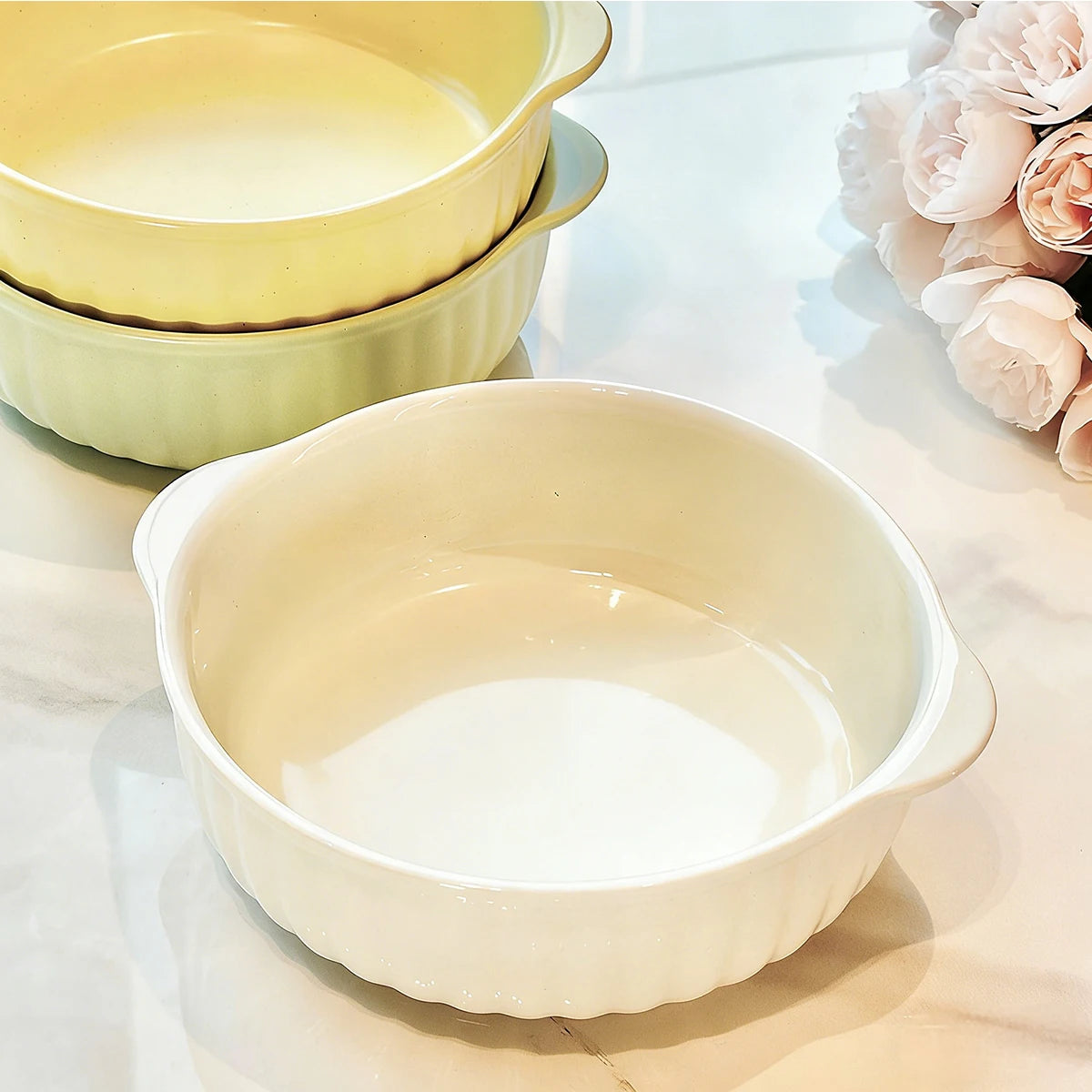 Double-Ear Ceramic Bowl | Safe for Oven, Microwave & Dishwasher
