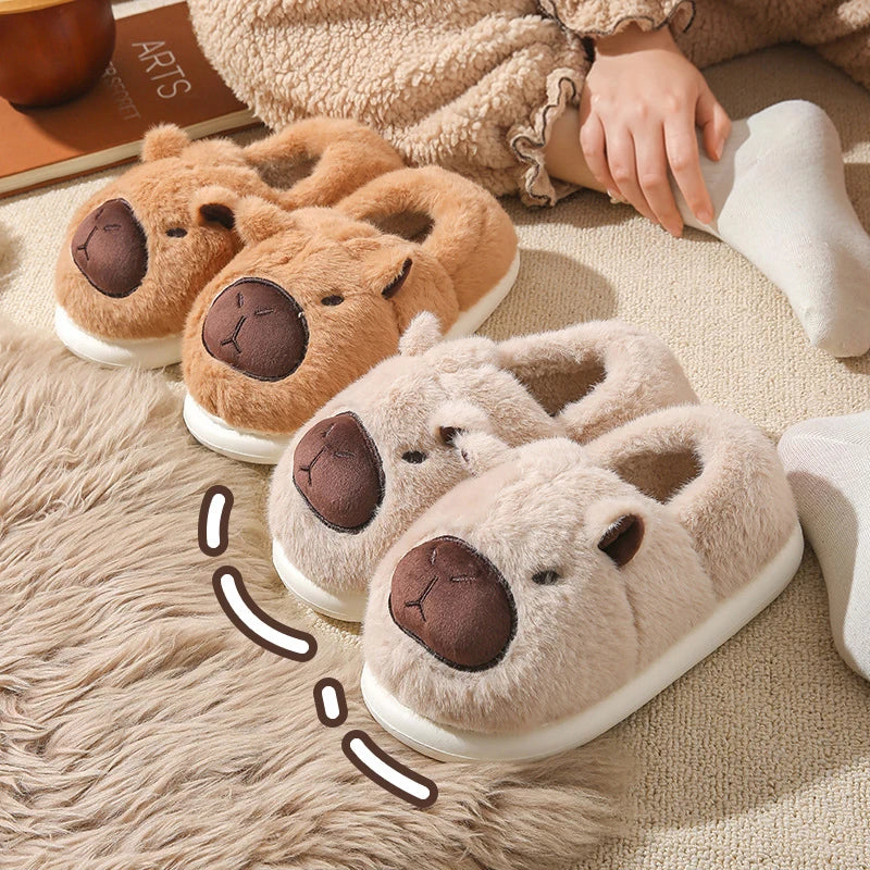 Women's Cute Plush Capybara Slippers | Cozy Indoor House Shoes