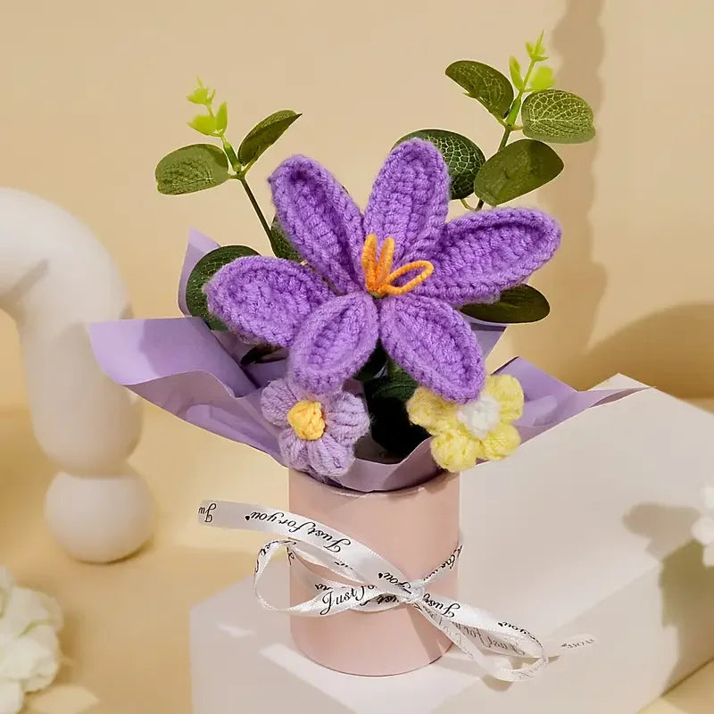 Handmade Crochet Tulip Bouquet | Elegant Home Floral Decor