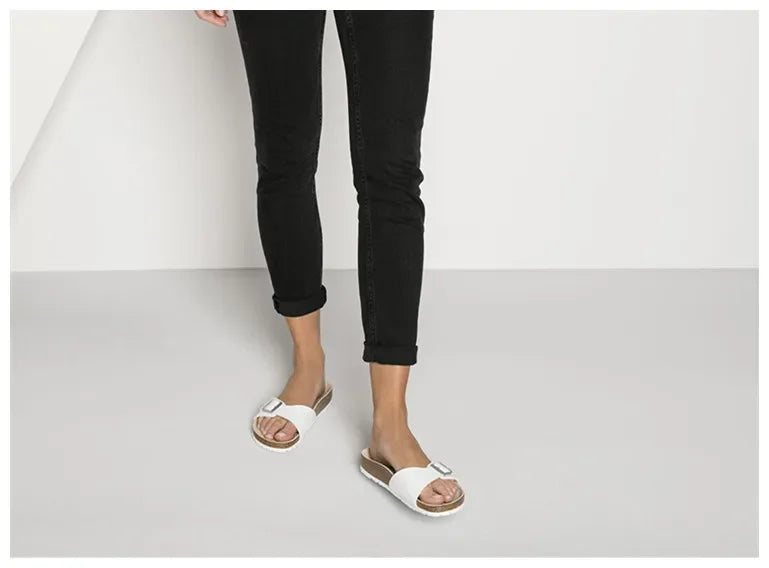 Elegantes chanclas de corcho de verano para mujer | Sandalias informales de playa