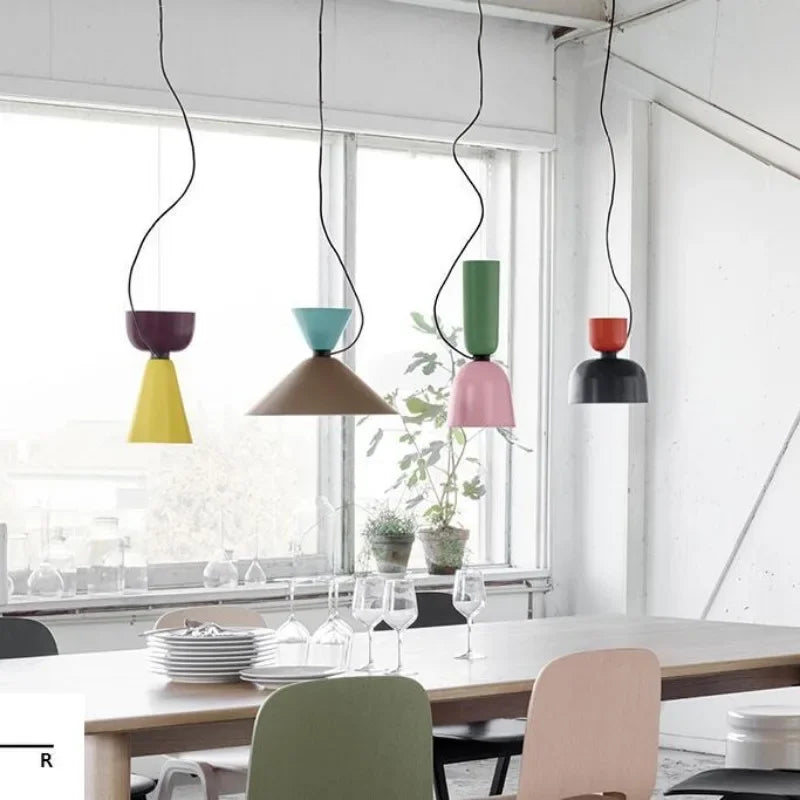Danish Macaron Colors Pendant Lamp | Creative LED Indoor Lighting