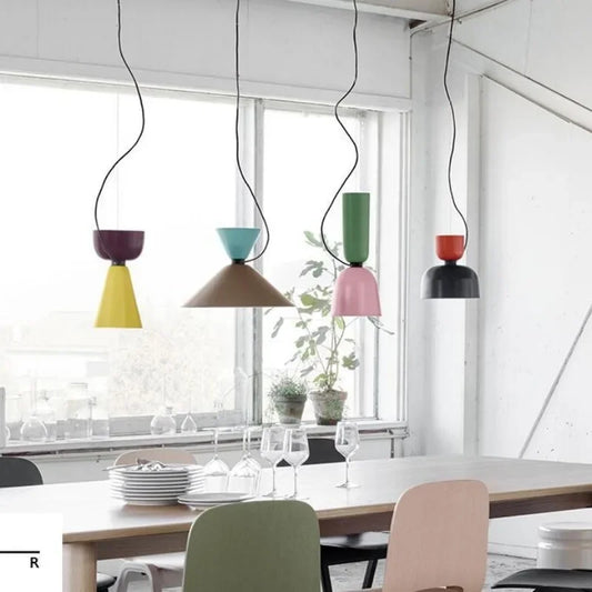 Danish Macaron Colors Pendant Lamp | Creative LED Indoor Lighting