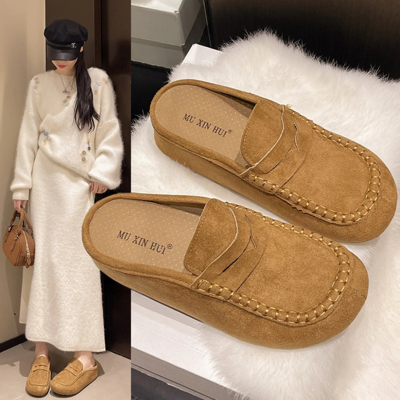Women's Retro Anti-Slip Slippers | Cozy Flat-Bottomed Footwear