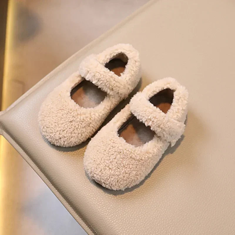 Cozy Velvet Mary Janes for Kids | Warm Plush Toe Winter Shoes