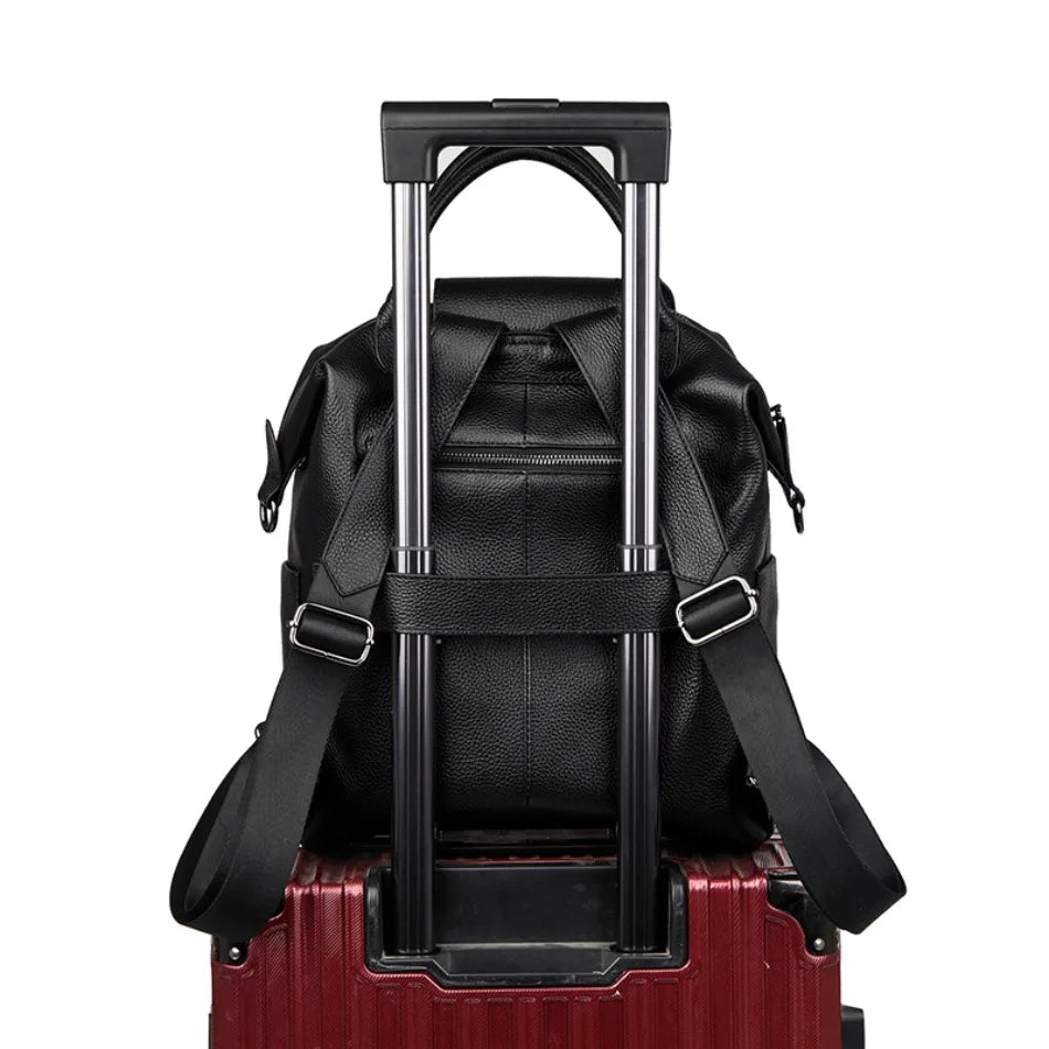 Genuine Cowhide Leather Women's Backpack | Stylish Large Capacity Bag