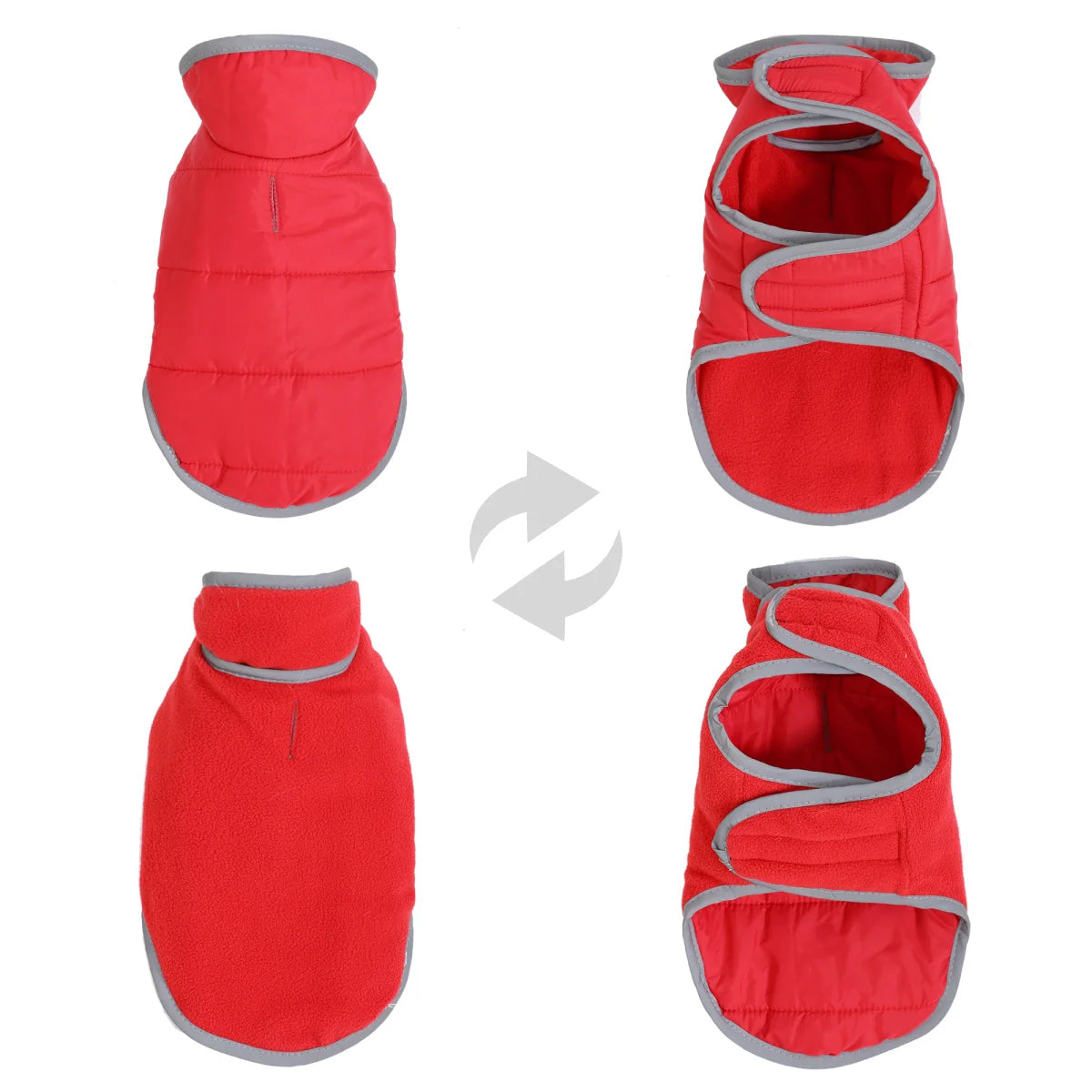 Warm Reversible Fleece Pet Jacket | Stylish Waterproof Coat